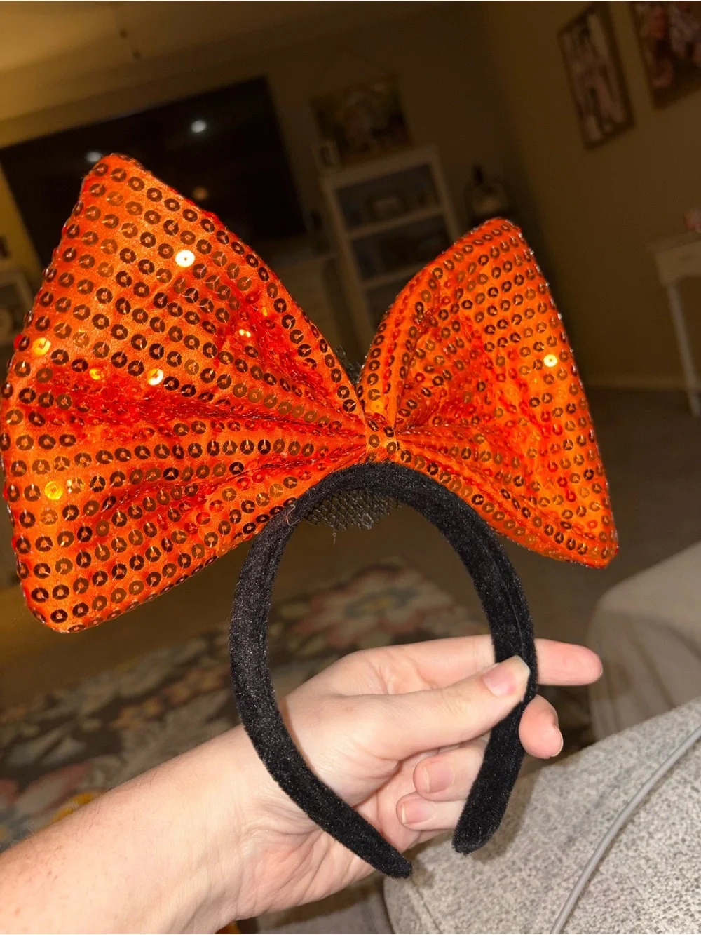 Orange Sequin Pumpkin Bow Headband for Kids - Halloween Costume Accessory
